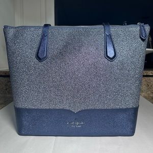 Kate Spade new york Lola Glitter Large Tote Bag - Blue (dusknavy). WKR00152